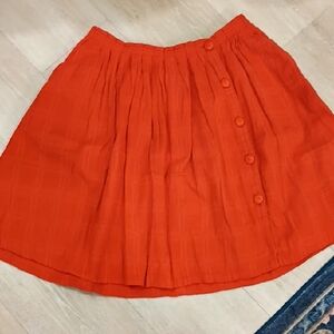 Vibrant Orange Button-Down Midi Skirt